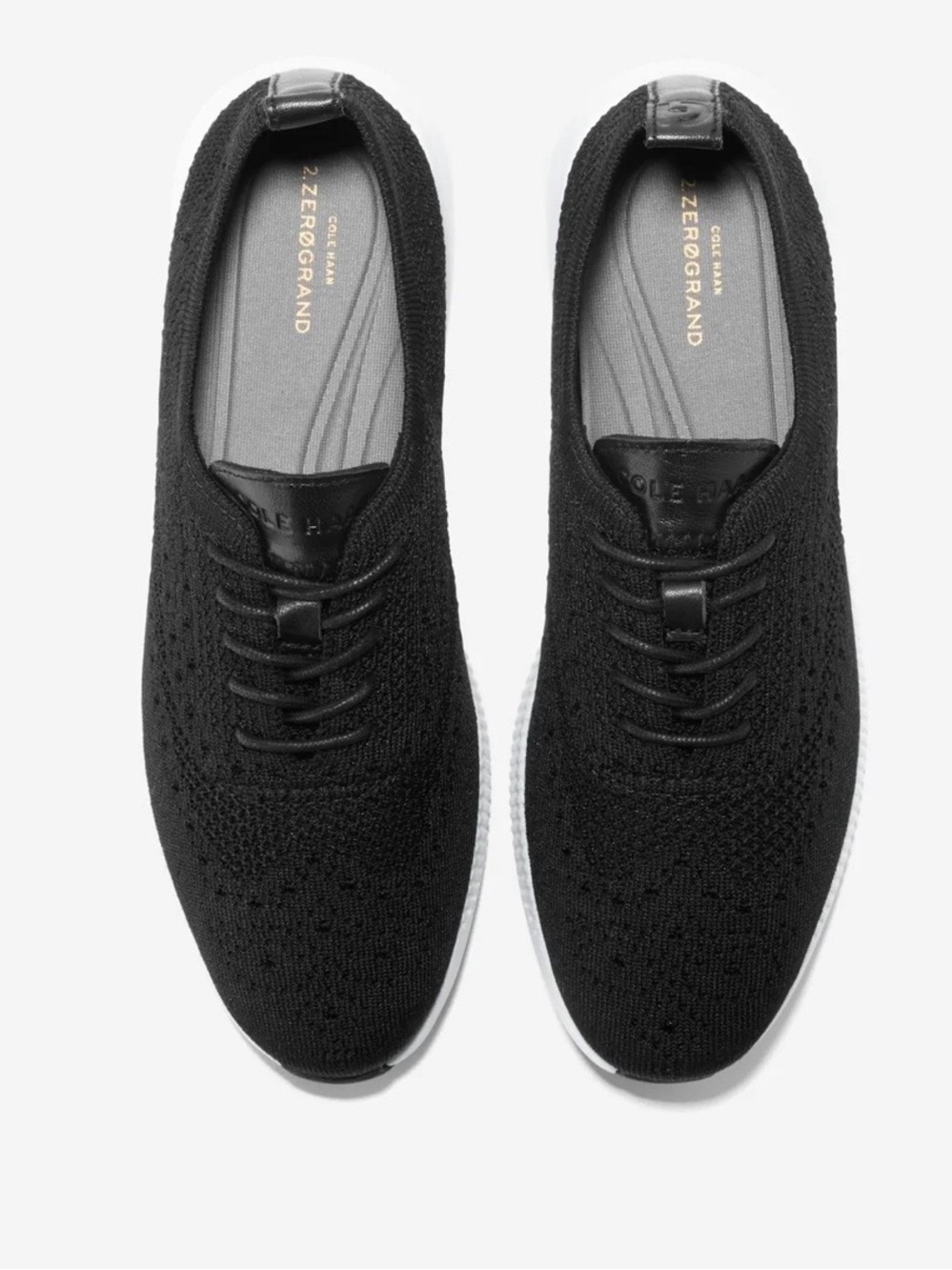 Cole Haan Black Knit Lace-Up Sneakers with White Sole